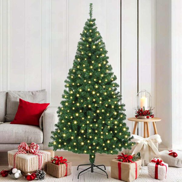 vidaXL Artificial Christmas Tree with 300 LEDs with Stand Green 180 cm