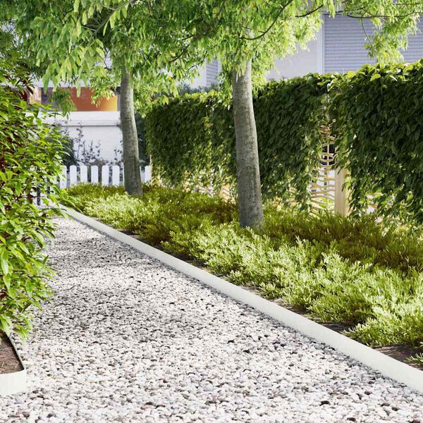 vidaXL Lawn Edging 10 pcs White 100 x 0.05 x 15 cm Cold Rolled Steel