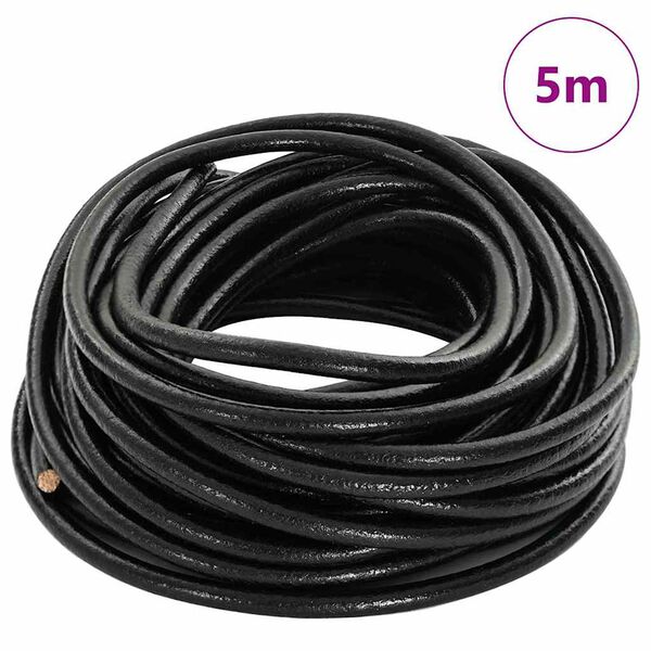vidaXL Leather Cord Black &Oslash;5 mm x 5 m Leather