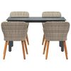vidaXL Garden Dining Set with Cushion 5 pcs Light Grey Poly Rattan