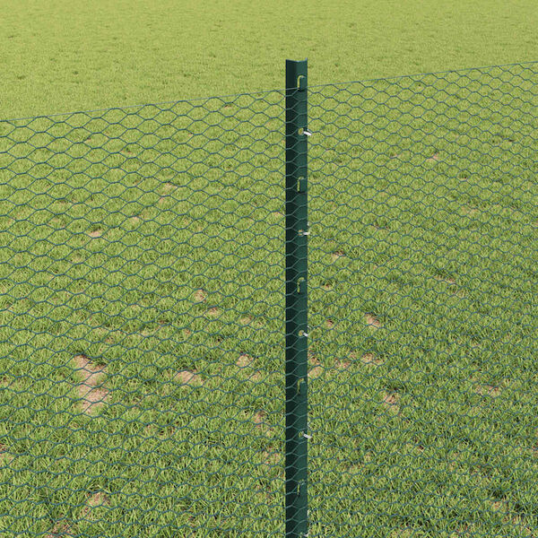 vidaXL Fence with Post Green 1 x 10 m Steel and PVC