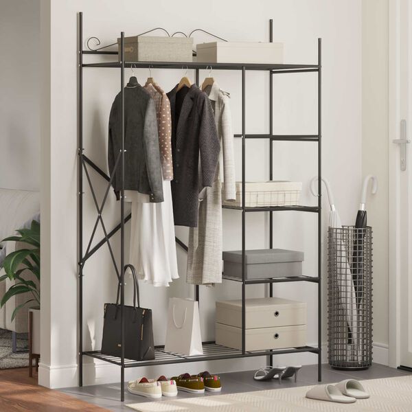 vidaXL Open Wardrobe with Shelf Black 104.5 x 45 x 172 cm Steel
