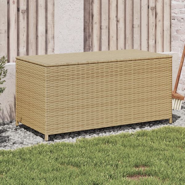 vidaXL Garden Storage Box Mix Beige 190L Poly Rattan