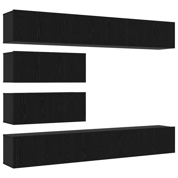 vidaXL TV Cabinet Set Wall-mounted 6 pcs Black Oak Engineered Wood