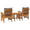vidaXL Garden Sofa Set with Cushion 3 pcs Brown Solid acacia wood