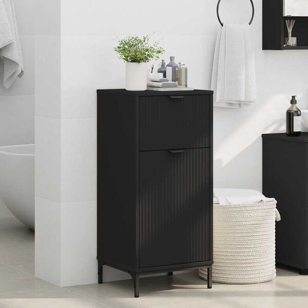 vidaXL Bathroom Cabinet with Drawer with Door Black 39.5 x 36 x 88 cm