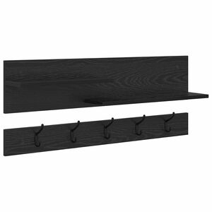 vidaXL Wall-Mounted Coat Rack with Shelf Black Oak 90 x 15 x 36 cm