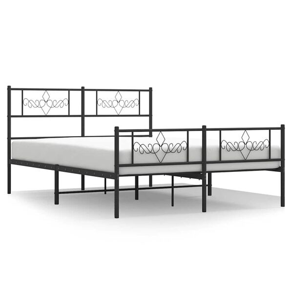 vidaXL Metal Bed Frame without Mattress with Footboard Black 150x200cm