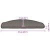 vidaXL Stair Mats 15 pcs 65x21x4 cm Grey Half Round Large