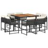 vidaXL 9 Piece Garden Dining Set with Cushions Black Poly Rattan