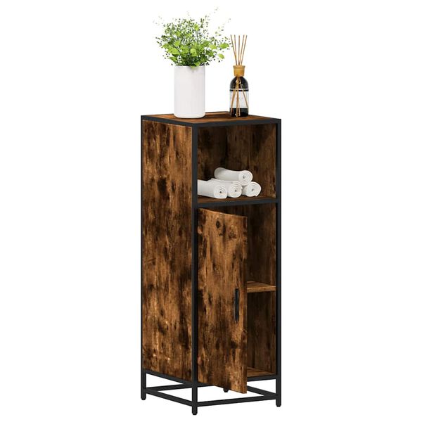 vidaXL Bathroom Cabinet Smoked Oak 35x37.5x100 cm Engineered Wood