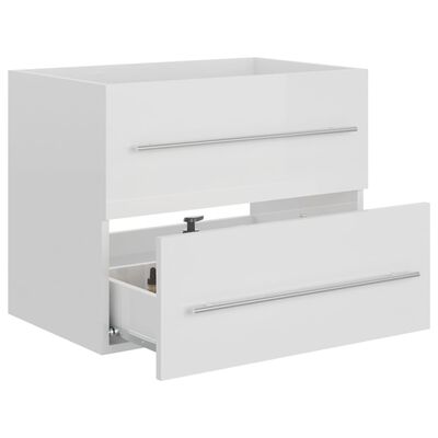 vidaXL Sink Cabinet High Gloss White 60x38.5x48 cm Engineered Wood