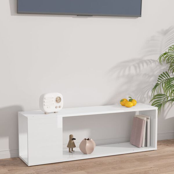 vidaXL TV Cabinet High Gloss White 100x24x32 cm Engineered Wood