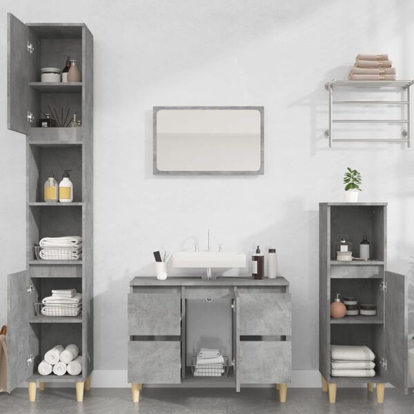 vidaXL 2 Piece Bathroom Furniture Set Concrete Grey Engineered Wood