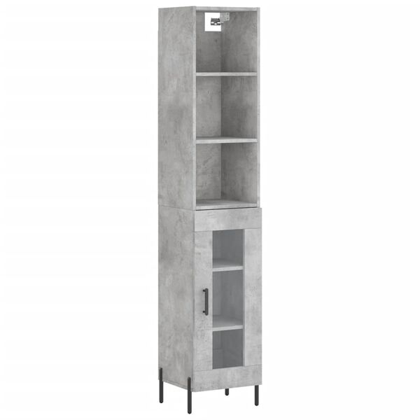 vidaXL Highboard Concrete Grey 34.5x34x180 cm Engineered Wood