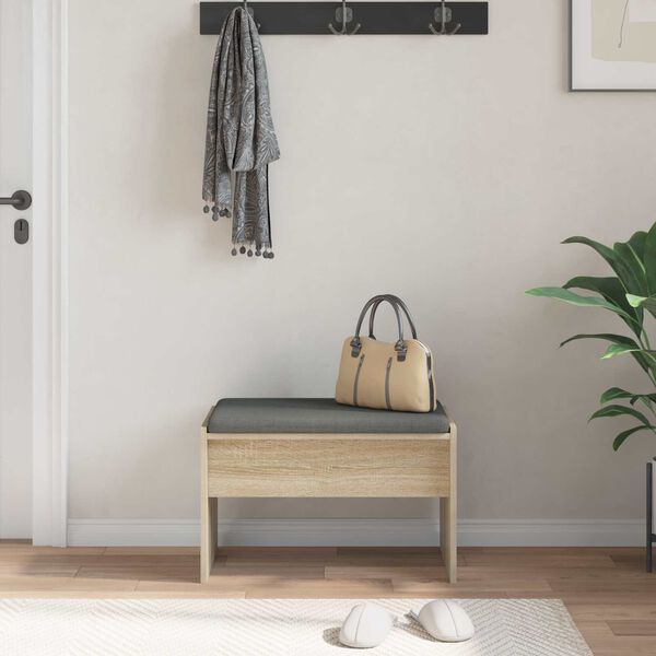 vidaXL Hall Bench with Cushion Sonoma Oak 63 x 38 x 40 cm