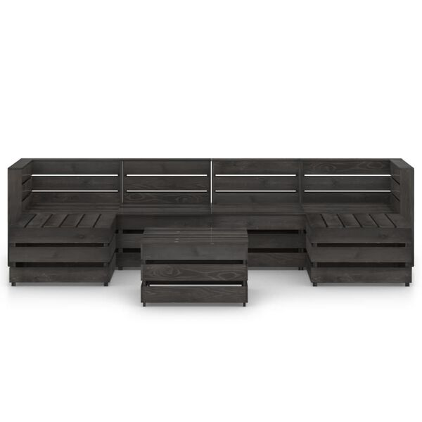 vidaXL 7 Piece Garden Lounge Set Grey Impregnated Pinewood