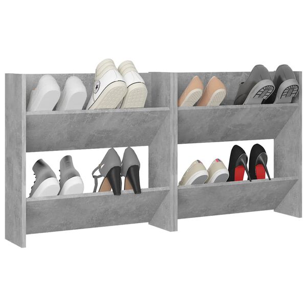 vidaXL Wall Shoe Cabinets 2 pcs Concrete Grey 60x18x60 cm Engineered Wood