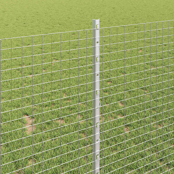 vidaXL Fence with Post Silver 1 x 50 m Steel
