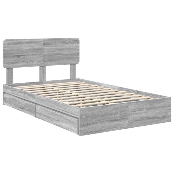 vidaXL Storage Bed Grey Sonoma 135 x 190 cm Engineered Wood