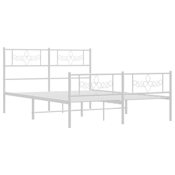 vidaXL Metal Bed Frame without Mattress with Footboard White 140x200cm