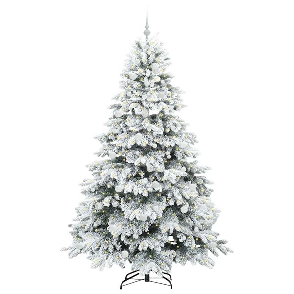 vidaXL Artificial Christmas Tree with 300 LEDs White 210 cm PE and PVC