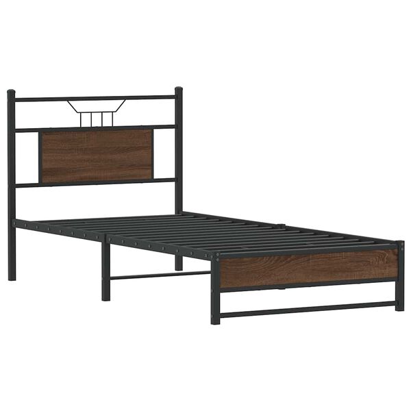 vidaXL Bed Frame without Mattress Brown Oak 90x190 cm Single Engineered Wood