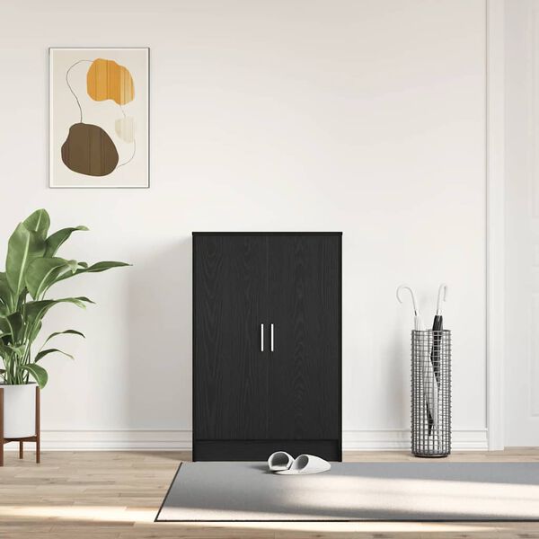 vidaXL Shoe Cabinet Black Oak 60x35x92 cm Engineered Wood