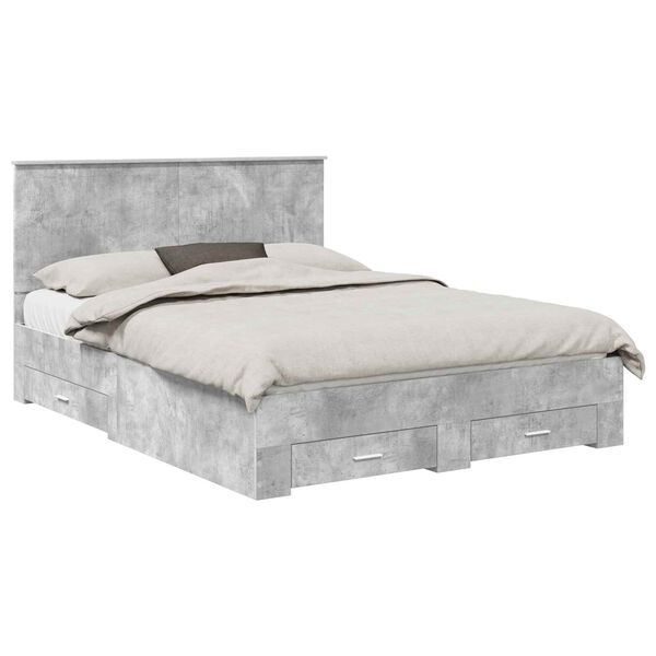 vidaXL Bed Frame Concrete Grey 150 x 200 cm Engineered Wood
