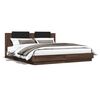 vidaXL Bed Frame with LED without Mattress Brown Oak 200x200 cm