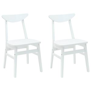 vidaXL Dining Chairs 2 pcs Solid Rubber Wood White 42 x 47.5 x 81 cm