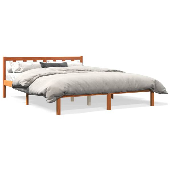 vidaXL Bed Frame without Mattress Wax Brown 150x200 cm King Size Solid Wood Pine