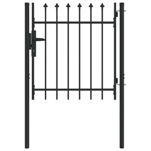 vidaXL Fence Gate with Lock Grey 103 x 150 cm Powder-Coated Steel