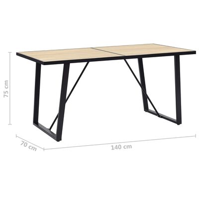 vidaXL Dining Table Oak 140x70x75 cm MDF