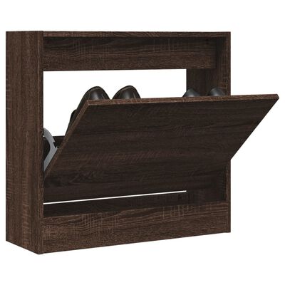 vidaXL Shoe Cabinet Brown Oak 60x21x57 cm Engineered Wood