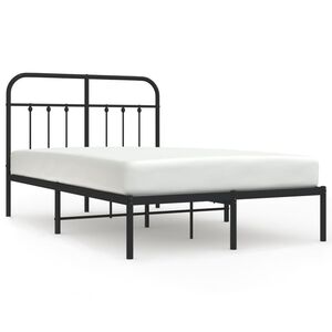 vidaXL Metal Bed Frame without Mattress with Headboard Black 120x190cm