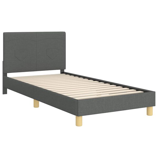 vidaXL Children's Bed Frame with Headboard Dark Grey 90 x 200 cm