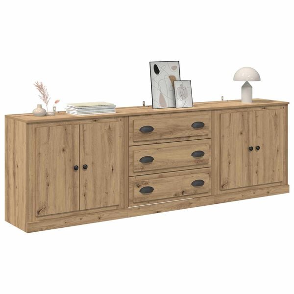 vidaXL Sideboards with Drawer 3 pcs Artisan Oak 70 x 35.5 x 67.5 cm