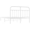 vidaXL Metal Bed Frame without Mattress with Headboard White 135x190cm