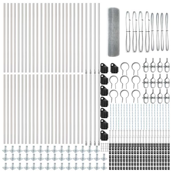 vidaXL Fence Post Silver 100 x 0.5 m (25 x 25 mm mesh) Steel