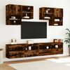 vidaXL TV Wall Cabinet with LED Lights Smoked Oak 100x30x40 cm