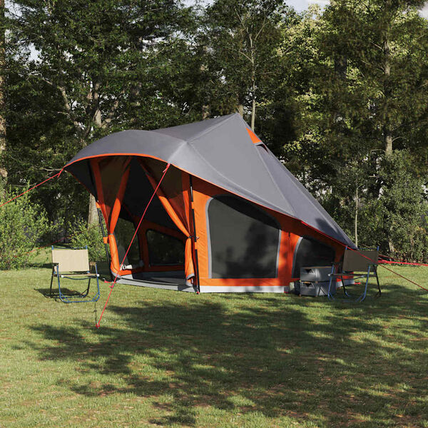 vidaXL Family Tipi Tent Folding Grey and Orange 508 x 470 x 300 cm