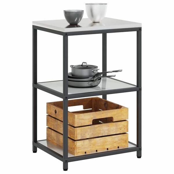 vidaXL Kitchen Storage with Shelf Silver 60 x 50 x 92 cm Steel