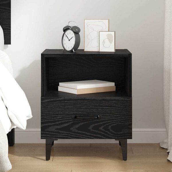 vidaXL Bedside Cabinet Black oak 40 x 35 x 47.5 cm Engineered wood