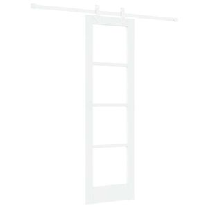 vidaXL Sliding Door White 61 x 198.5 cm Solid Pine Wood and Glass