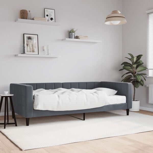 vidaXL Daybed with Mattress Dark Grey 90x190 cm Velvet