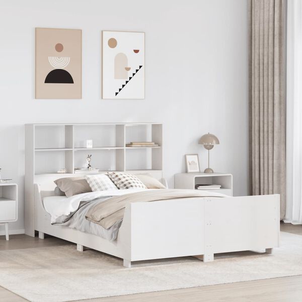 vidaXL Bookcase Bed without Mattress White 140x200 cm Solid Wood