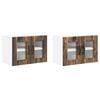 vidaXL Wall Glass Cabinet LUCCA 2 pcs Smoked Oak Engineered Wood