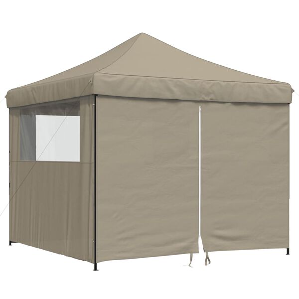 vidaXL Foldable Party Tent Pop-Up with 4 Sidewalls Taupe
