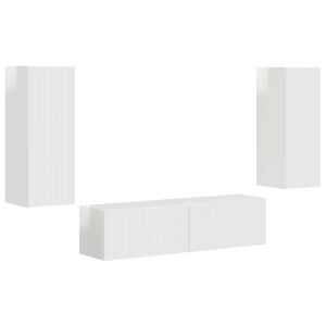 vidaXL TV Cabinet Set 2 pcs High Gloss White Engineered Wood